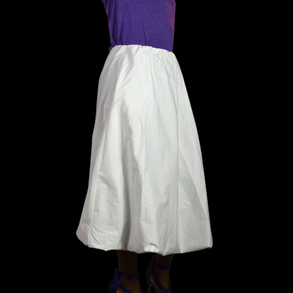 Zara Bubble Midi Skirt White Poplin Balloon Hem Pockets Billowy Elastic Waist XS - Picture 11 of 14